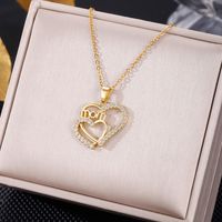 Elegant Letter Dreamcatcher Heart Shape Stainless Steel Plating Inlay Artificial Pearls Zircon Pendant Necklace sku image 8