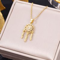 Elegant Letter Dreamcatcher Heart Shape Stainless Steel Plating Inlay Artificial Pearls Zircon Pendant Necklace main image 3