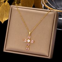 Retro Simple Style Cross Stainless Steel Plating Inlay Zircon Pendant Necklace sku image 4