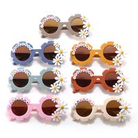 Cute Simple Style Letter Flower Ac Round Frame Patchwork Full Frame Kids Sunglasses main image 1