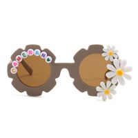 Cute Simple Style Letter Flower Ac Round Frame Patchwork Full Frame Kids Sunglasses main image 5