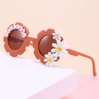 Cute Simple Style Letter Flower Ac Round Frame Patchwork Full Frame Kids Sunglasses main image 4