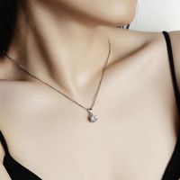 Elegant Simple Style Heart Shape Crown Sterling Silver Plating Inlay Moissanite Pendant Necklace main image 4