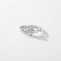 Elegant Luxurious Sterling Silver Hollow Out Inlay Zircon Rhodium Plated Rings main image 6