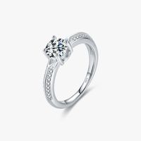 Elegant Luxurious Sterling Silver Inlay Zircon Rhodium Plated Rings sku image 3