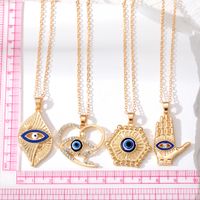 Wholesale Jewelry Simple Style Classic Style Palm Heart Shape Alloy Artificial Gemstones Pendant Necklace main image 5