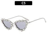 Hip-hop Irregular Ac Cat Eye Rhinestone Full Frame Women's Sunglasses sku image 5