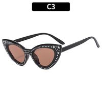 Cool Style Color Block Ac Cat Eye Rhinestone Full Frame Women's Sunglasses sku image 5
