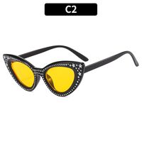 Cool Style Color Block Ac Cat Eye Rhinestone Full Frame Women's Sunglasses sku image 4