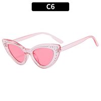 Cool Style Color Block Ac Cat Eye Rhinestone Full Frame Women's Sunglasses sku image 8