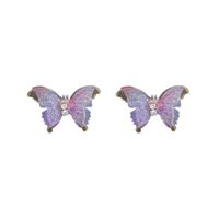 Fairy Style Butterfly Arylic Gauze Copper Inlay Rhinestones Women's Ear Studs main image 2