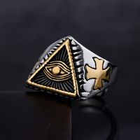 Hip-Hop Triangle Cross Eye 304 Stainless Steel Men'S Rings main image 1