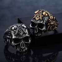 Retro Punk Rhombus Skull 304 Stainless Steel Enamel Men'S Rings sku image 17