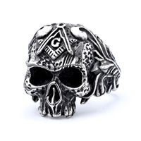 Retro Punk Rombo Cráneo Acero Inoxidable 304 Esmalte Hombres Anillos sku image 5