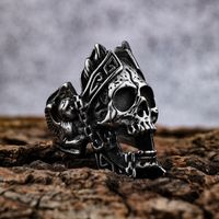 Retro Punk Rhombus Skull 304 Stainless Steel Enamel Men'S Rings main image 4