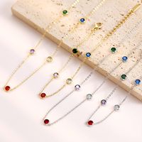Wholesale Sweet Simple Style Solid Color Stainless Steel Plating Inlay White Gold Plated Gold Plated Zircon Bracelets Necklace main image 1