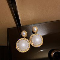 Elegante Oval Forma De Corazón Rosa Aleación Embutido Perlas Artificiales Diamantes De Imitación Mujeres Aretes sku image 20