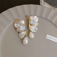 Elegante Oval Forma De Corazón Rosa Aleación Embutido Perlas Artificiales Diamantes De Imitación Mujeres Aretes sku image 31