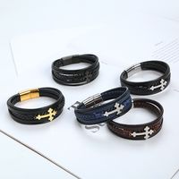 Hip Hop Cruzar Acero Inoxidable Hombres Pulsera main image 3