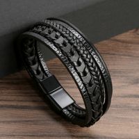 Hip-Hop Solid Color Pu Leather Alloy Braid Men'S Bangle sku image 3