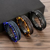 Hip-Hop Devil'S Eye Pu Leather Alloy Patchwork Men'S Bangle main image 6