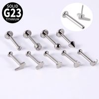 Simple Style Round Titanium Steel Plating Silver Plated Lip Stud Ear Studs main image 6