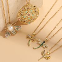 304 Stainless Steel Copper Lady Irregular Plating Inlay Insect Artificial Pearls Zircon Pendant Necklace main image 1