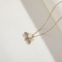 Edelstahl 304 Kupfer Dame Irregulär Überzug Inlay Insekt Künstliche Perlen Zirkon Halskette Mit Anhänger main image 9