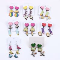 Cute Heart Shape Pencil Arylic Women's Drop Earrings main image 1
