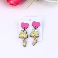 Cute Heart Shape Pencil Arylic Women's Drop Earrings sku image 6