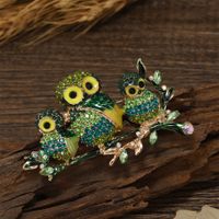 Retro Owl Alloy Inlay Rhinestones Unisex Brooches sku image 1