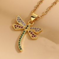 304 Stainless Steel Copper Lady Irregular Plating Inlay Insect Artificial Pearls Zircon Pendant Necklace sku image 2