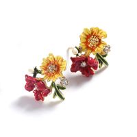 Simple Style Flower Alloy Inlay Artificial Gemstones Women's Ear Studs sku image 4