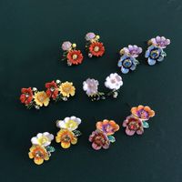 Simple Style Flower Alloy Inlay Artificial Gemstones Women's Ear Studs main image 1