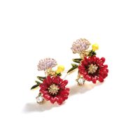 Simple Style Flower Alloy Inlay Artificial Gemstones Women's Ear Studs main image 4