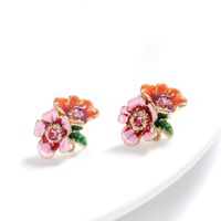 Simple Style Flower Alloy Inlay Artificial Gemstones Women's Ear Studs sku image 3