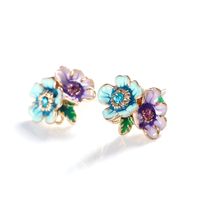 Simple Style Flower Alloy Inlay Artificial Gemstones Women's Ear Studs sku image 2
