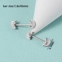 1 Pair Simple Style Moon Stainless Steel Polishing Inlay Zircon Nipple Ring Adhesive Nail sku image 2
