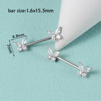 1 Pair Simple Style Moon Stainless Steel Polishing Inlay Zircon Nipple Ring Adhesive Nail sku image 5