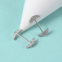 1 Pair Simple Style Moon Stainless Steel Polishing Inlay Zircon Nipple Ring Adhesive Nail main image 5