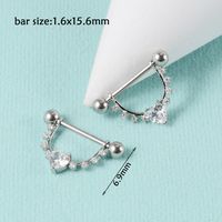 1 Pair Simple Style Moon Stainless Steel Polishing Inlay Zircon Nipple Ring Adhesive Nail sku image 10