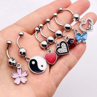 Streetwear Heart Shape Butterfly Stainless Steel Plating Inlay Women's Belly Ring main image 3