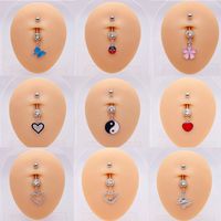Streetwear Heart Shape Butterfly Stainless Steel Plating Inlay Women's Belly Ring main image 1