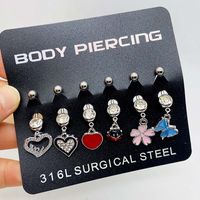 Streetwear Heart Shape Butterfly Stainless Steel Plating Inlay Women's Belly Ring main image 2