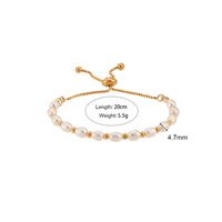 Wholesale Basic Simple Style Classic Style Round Freshwater Pearl 18k Gold Plated Bracelets sku image 1