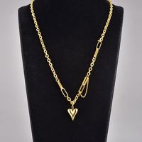 Elegant Heart Shape Titanium Steel Plating Gold Plated Pendant Necklace sku image 1