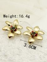 1 Pair Casual Retro Flower Plating Metal 304 Stainless Steel Beads 14K Gold Plated Ear Studs main image 3