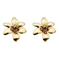 1 Pair Casual Retro Flower Plating Metal 304 Stainless Steel Beads 14K Gold Plated Ear Studs main image 2