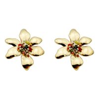 1 Pair Casual Retro Flower Plating Metal 304 Stainless Steel Beads 14K Gold Plated Ear Studs sku image 1
