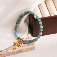 INS Style Cross Heart Shape Elephant 304 Stainless Steel Imitation Pearl 18K Gold Plated Bracelets In Bulk main image 5